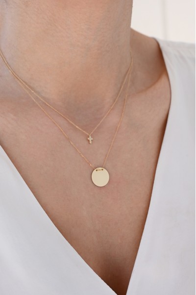 Κολιέ Χρυσό 9Κ Cute Σταυρός Πετράτος