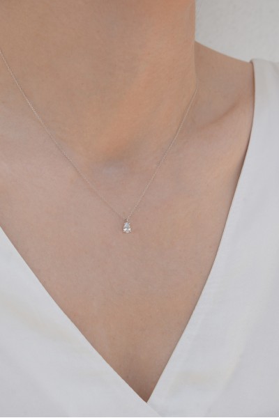 Κολιέ Λευκόχρυσο 9Κ White Drop