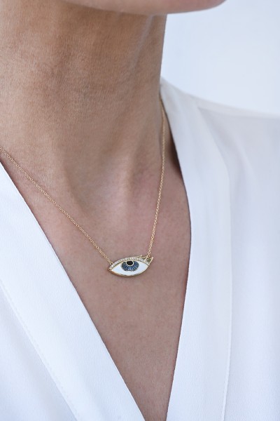 Κολιέ EyeConic Χρυσό 9Κ Μάτι Βλεφαρίδα