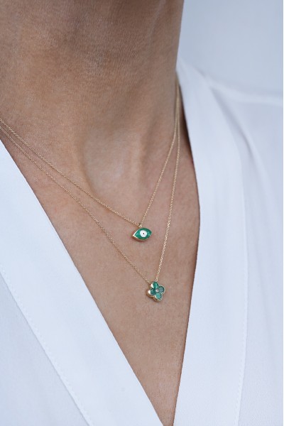 Κολιέ Χρυσό 9Κ Green Flower