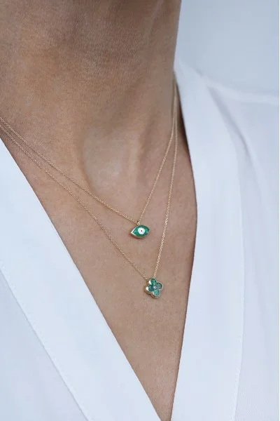 Κολιέ Χρυσό 9Κ Green Flower
