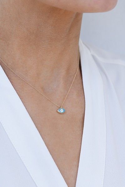Κολιέ EyeConic Χρυσό 9Κ Blue Eye