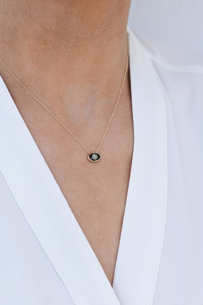 Κολιέ EyeConic Χρυσό 9Κ Oval Black Eye