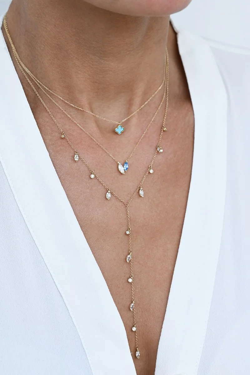 Κολιέ Χρυσό 9Κ White & Blue