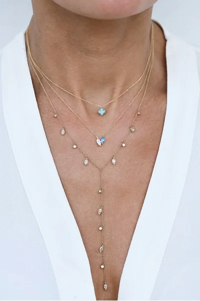 Κολιέ Lumière Χρυσό 9Κ White V Drops