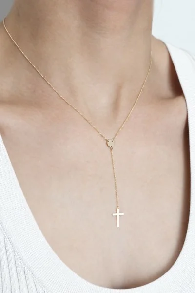 Κολιέ Χρυσό 14Κ V Cross