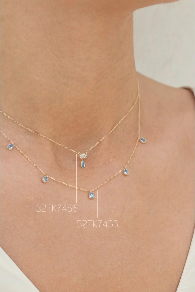 Κολιέ Lumière Χρυσό 14Κ Blue Drops