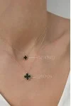 Κολιέ Χρυσό 14Κ Black Flower Όνυχας