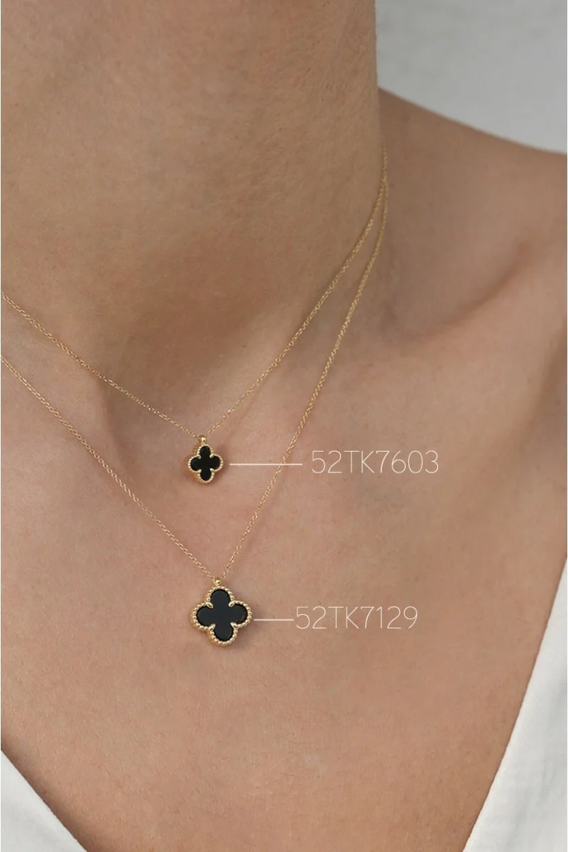 Κολιέ Χρυσό 14Κ Black Flower Όνυχας
