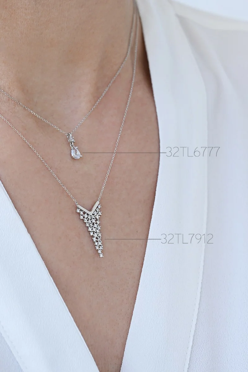 Κολιέ Λευκόχρυσο 9Κ White V Dots