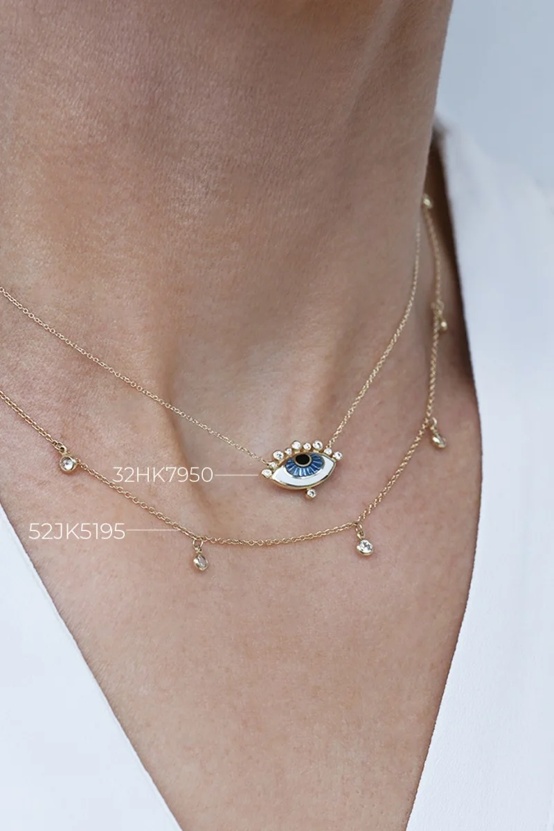 Κολιέ EyeConic Χρυσό 9Κ Big Blue Eye Bubbles