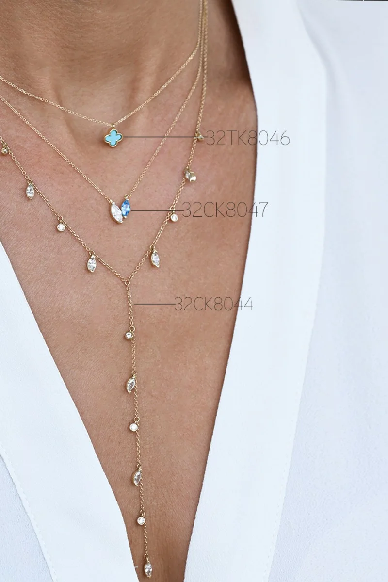 Κολιέ Χρυσό 9Κ White & Blue