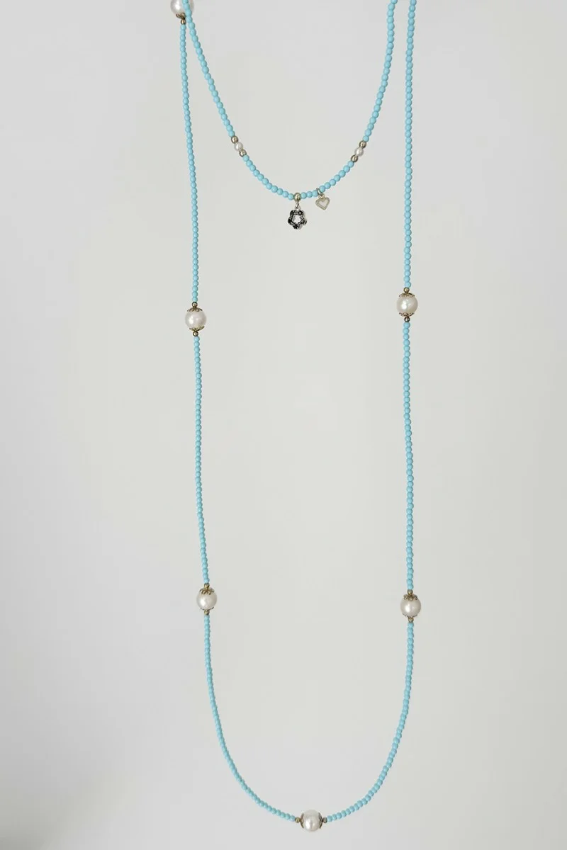 Κολιέ Ασημένιο Blue Pearls