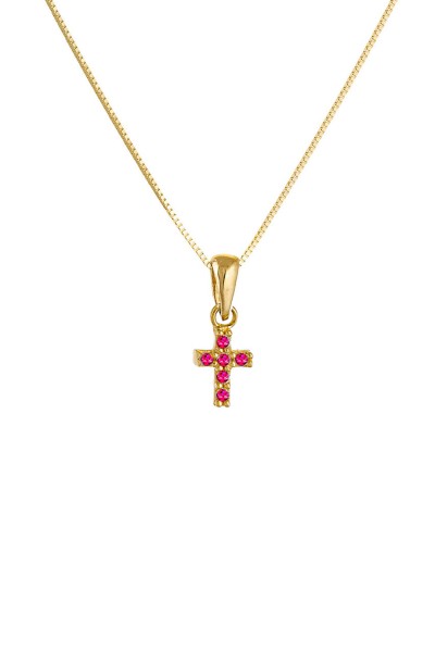 Κρεμαστό Χρυσό 14Κ Σταυρουδάκι Πετράτο Διπλής Όψης Λευκό-Κόκκινο