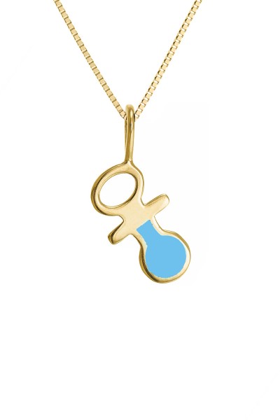 Κρεμαστό Χρυσό 9Κ Πιπίλα Γαλάζια