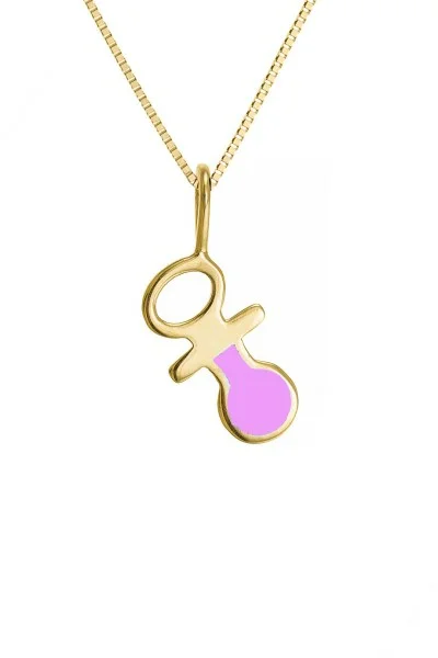 Κρεμαστό Χρυσό 9Κ Πιπίλα Ροζ