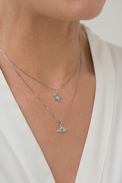 Κρεμαστό Λευκόχρυσο 14Κ Μάτι Βλεφαρίδα