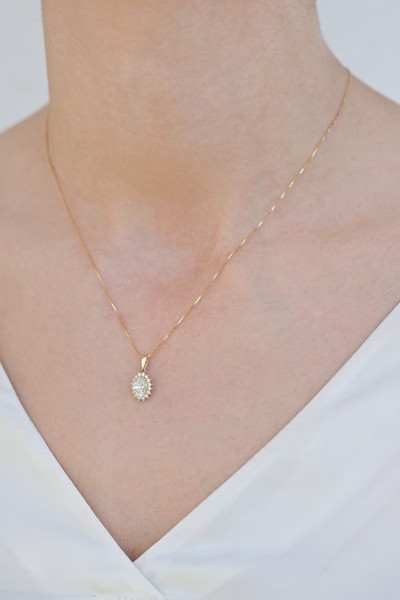 Κρεμαστό Χρυσό 14Κ Ροζέτα White