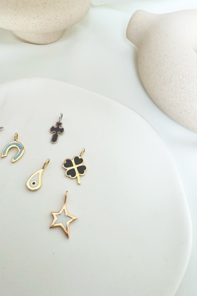 Κρεμαστό Ροζ Χρυσό 14Κ Αστεράκι Λευκό