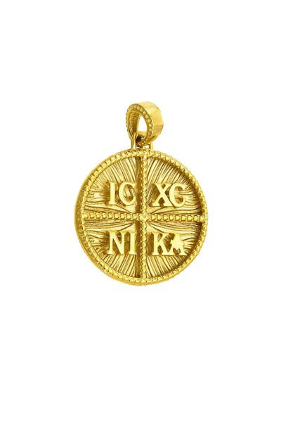 Φυλαχτό Κωνσταντινάτο Χρυσό 14Κ Διπλής Όψης Ανάγλυφο