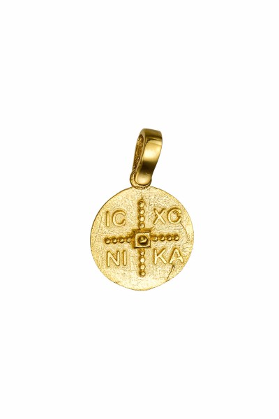 Φυλαχτό Κωνσταντινάτο Χρυσό 14Κ Διπλής Όψης Ανάγλυφο