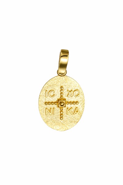 Φυλαχτό Κωνσταντινάτο Χρυσό 14Κ Διπλής Όψης Ανάγλυφο Οβάλ