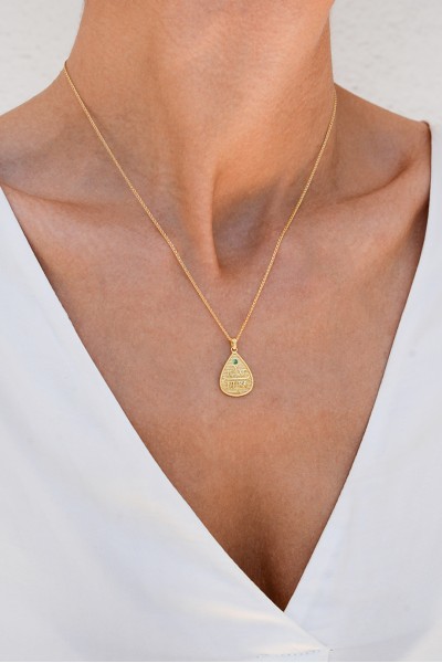 Φυλαχτό Κωνσταντινάτο Χρυσό 14Κ Σταγόνα Διπλής Όψης