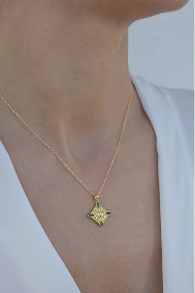 Φυλαχτό Κωνσταντινάτο Χρυσό 9Κ Διπλής Όψης Πετράτο