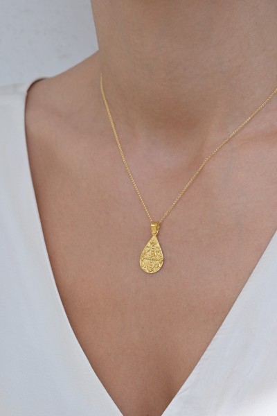 Φυλαχτό Κωνσταντινάτο Χρυσό 14Κ Ανάγλυφο Σταγόνα