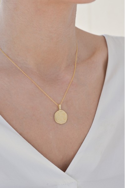 Φυλαχτό Κωνσταντινάτο Χρυσό 14Κ Διπλής Όψης Ανάγλυφο