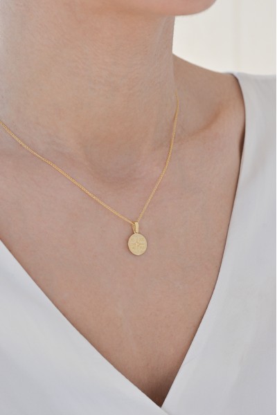 Φυλαχτό Κωνσταντινάτο Χρυσό 14Κ Διπλής Όψης Ανάγλυφο