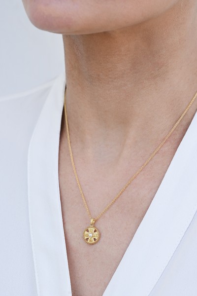 Φυλαχτό Κωνσταντινάτο Χρυσό 9Κ Διπλής Όψης Ανάγλυφο