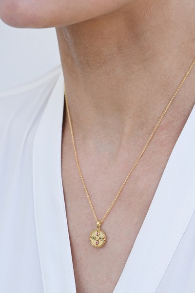 Φυλαχτό Κωνσταντινάτο Χρυσό 9Κ Διπλής Όψης Πετράτο