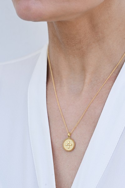 Φυλαχτό Κωνσταντινάτο Χρυσό 9Κ Διπλής Όψης Πετράτο