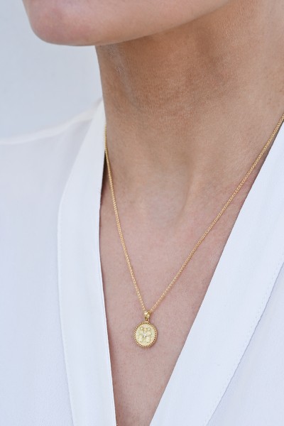 Φυλαχτό Κωνσταντινάτο Χρυσό 9Κ Διπλής Όψης Πετράτο