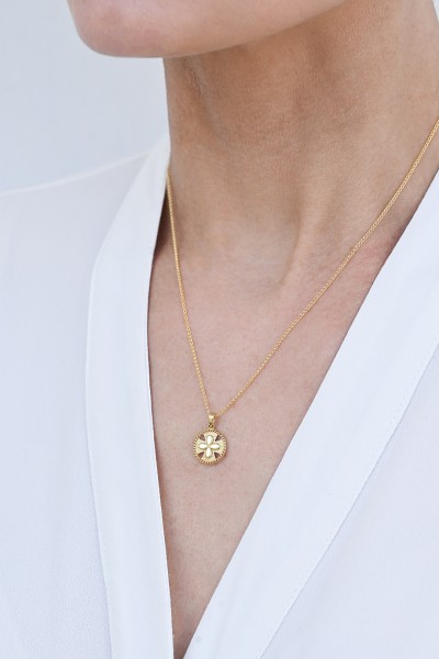 Φυλαχτό Κωνσταντινάτο Χρυσό 9Κ Διπλής Όψης Πετράτο