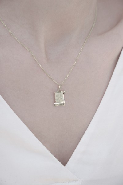 Φυλαχτό Κωνσταντινάτο Λευκόχρυσο 14Κ Πάπυρος