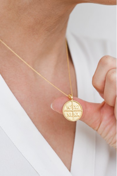 Κρεμαστό Χρυσό 14Κ Κωνσταντινάτο Διπλής Όψης XXL