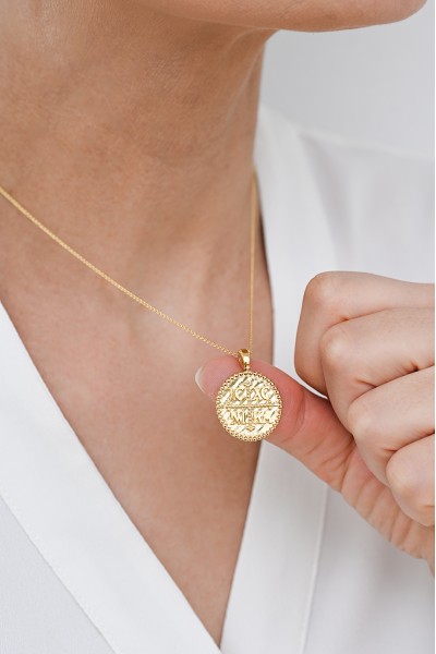 Κρεμαστό Χρυσό 14Κ Κωνσταντινάτο Διπλής Όψης Φούσκες XXL