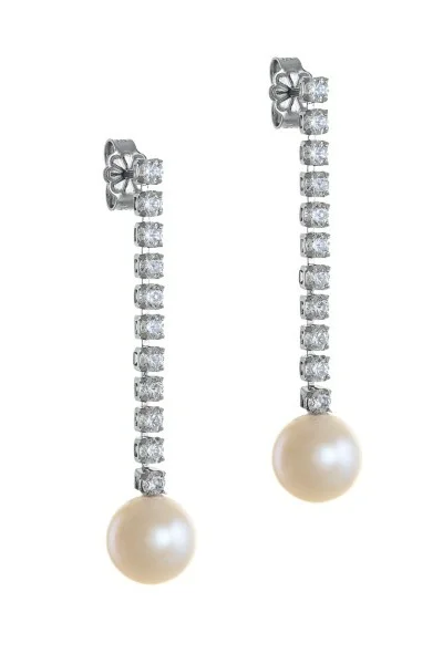 Σκουλαρίκι Λευκόχρυσο 14Κ Ριβιέρα Μαργαριτάρι