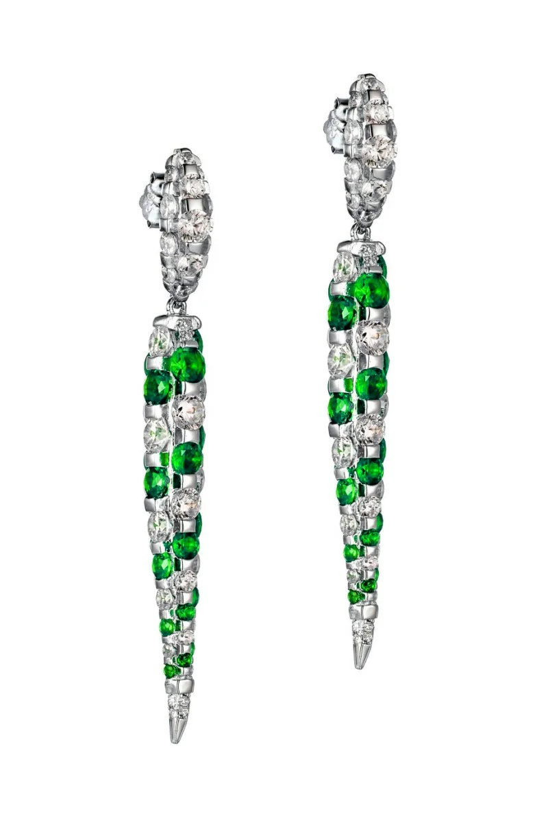 Σκουλαρίκι Ασημένιο Green Drop