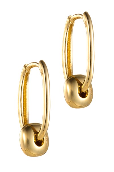 Σκουλαρίκι Χρυσό 14Κ Κρίκος Shiny Oval