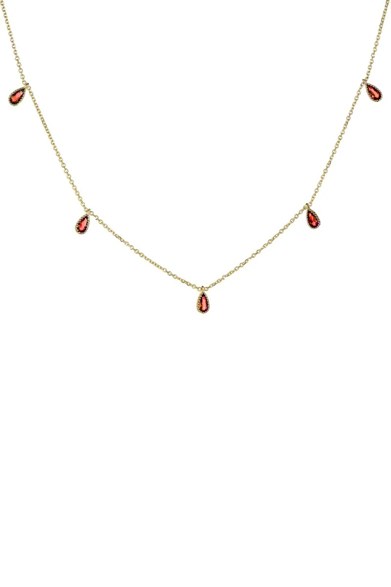Κολιέ Lumière Χρυσό 9Κ Red Mini Drops