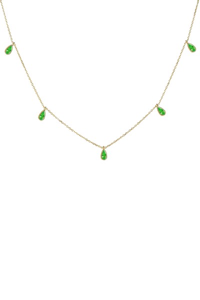 Κολιέ Χρυσό 9Κ Green Mini Drops