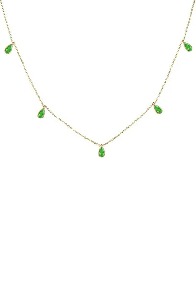 Κολιέ Lumière Χρυσό 9Κ Green Mini Drops