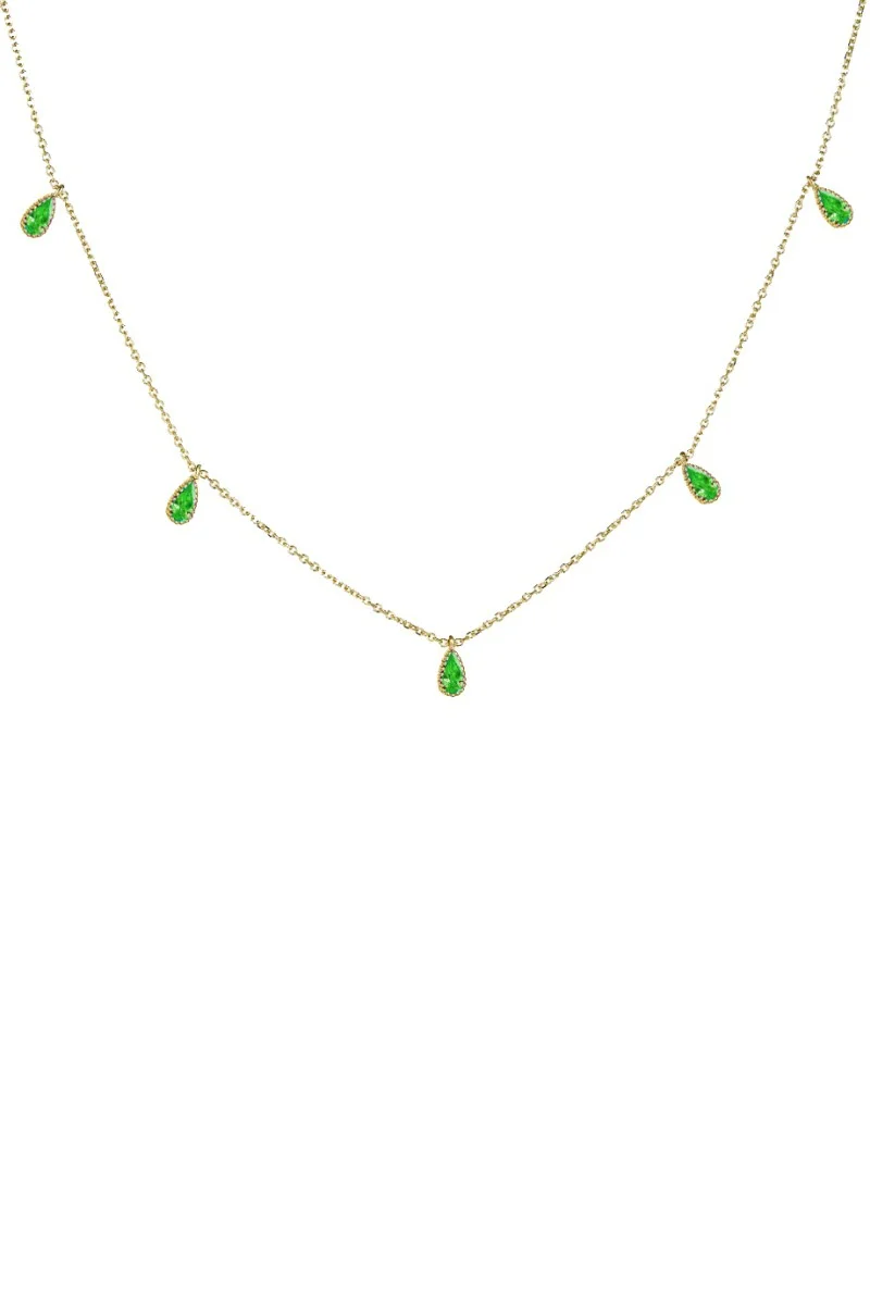 Κολιέ Lumière Χρυσό 9Κ Green Mini Drops