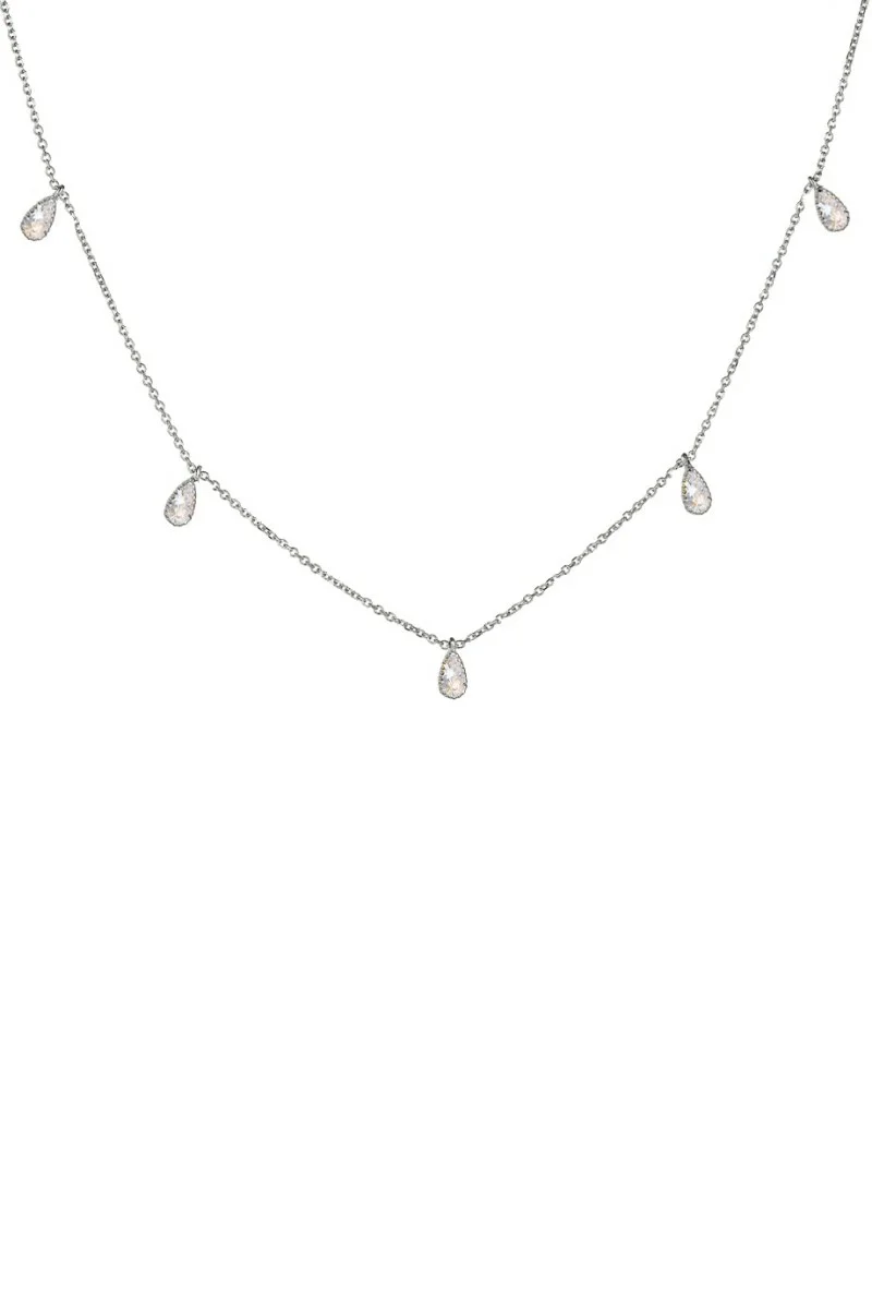 Κολιέ Lumière Λευκόχρυσο 9Κ White Mini Drops