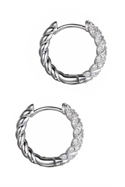 Σκουλαρίκι Ασημένιο Κρίκος Πλεξούδα