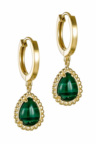 Σκουλαρίκι Χρυσό 9Κ Κρίκος Lady Green Μαλαχίτης