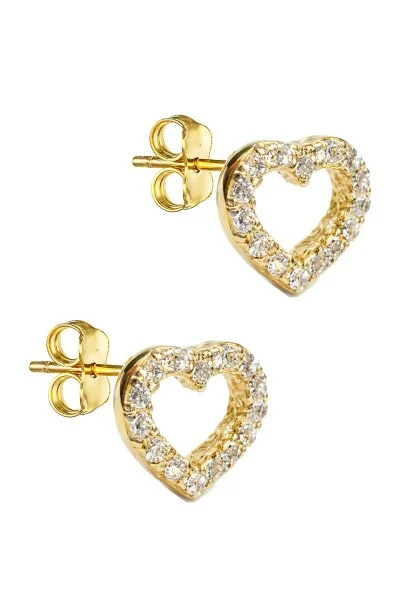 Σκουλαρίκι Χρυσό 9Κ Καρδιά Πετράτη